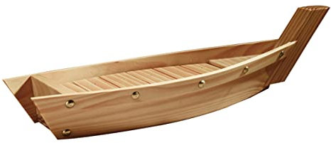 BESPORTBLE Wooden Sushi Plate Boat Dish Japanese Style Snack Tray Serving Dish Handles