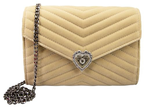 Alpenflüstern Trachtentasche Samtclutch Trachtenherz - Damen Handtasche, Schultertasche fürs Dirndl, Tasche zur Tracht, Dirndltasche mit Metallelemente (in traditionellen Farben) DTA107