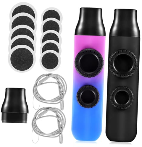 NOLITOY 2 Satz Kazoo Musikinstrumente mit Austauschbarer Membran und Doppel Flötenlochdesign aus Abs und Silikon Tragbar mit Halsband für Kinder und Einsteiger