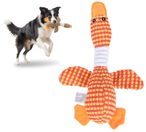ComedyKing Hundespielzeug Unzerstörbar, Kuscheltier Hund Spielzeug für Hunde, Welpenspielzeug Dog Toy Hundespielzeug Kuscheltier, mit Quietscher, aus Plüsch (Orange)