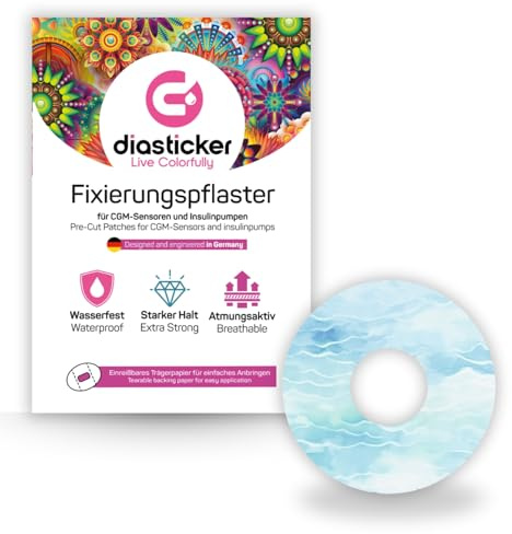 Diasticker | plåster för Freestyle Libre 3-sensor (10 stycken, Baby Blue) | vattentät – hudvänlig – andningsaktiv – starkt grepp | självhäftande fixeringsplåster, sensorfixering