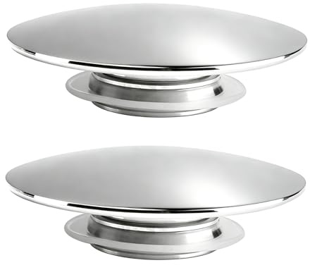 2 Pcs Pop Up Sink Plug Replacement Pop Up Plug Spares Sink Waste 66mm | Bathroom Sink Push Button Chrome Click Clack Basin Waste Drain Stopper Replacement Parts for Wash Basins Bathroom