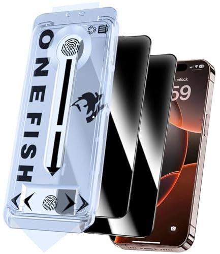OneFish for iPhone 13 Pro Max/1 4Plus Privacy Screen Protector Case Friendly Easy Installation Auto-Dust Removal Bubble Free, Anti Fingerprint,Anti-Scratch HD Clear 2 Pack