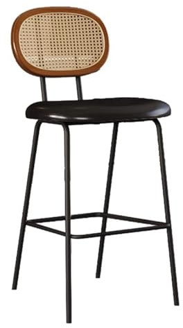 Barhocker Faux Leder gepolsterte Hochhocker mit Rückenlehne und Fußützen Frühstückstuhl für Home Island Bar Pub (Walnut, 65 cm/25,6 Zoll)