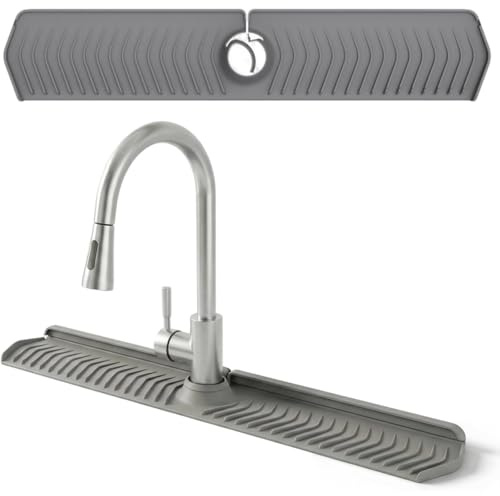 XZHDNLY Paraspruzzi per Lavello in Silicone Tappetino per Rubinetto Lavello Pieghevole,Tappetino per Rubinetto Lavello,Vassoio di Raccolta Resistente all'Usura per Ristorante, Caffetteria. (Grigio)