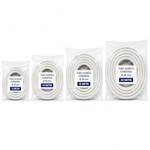 Tubo Scarico Condensa 18 mm per Climatizzatore Flessibile Diverse Lunghezze 5 10 15 20 Metri LEMAG SRL (5MT)