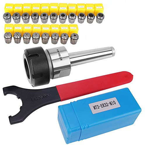 ER32 Collet Set Chuck with MT2 ER32 M10 Motor Extension Rod, craftsman168 19pcs ER32 Spring Collet Chuck from 2mm to 20mm for CNC Engraving Machine or Milling Lathe Tool