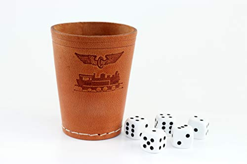 Zunftbedarfde Geschenk Würfelbecher Eisenbahn mit 5 Würfeln
