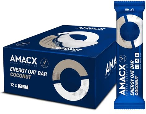 AMACX Müsli Proteinriegel Energy Oat Bar – Energieriegel Kohlenhydrate-Mix – 12er Pack – Hafer Riegel mit 50mg Magnesium – Oatsnack für Athleten – Power Bar Haferflocken Snack – Kokonuss
