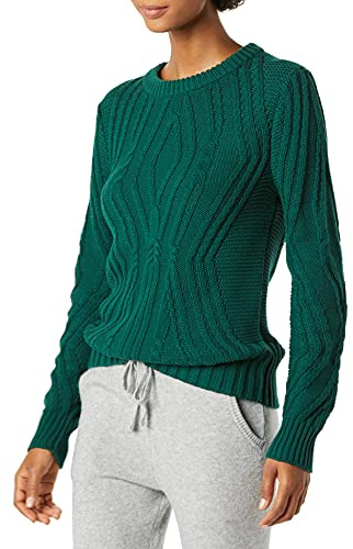 Amazon Essentials Women's Regular Fit Cotton Cable Knit Crewneck Jumper