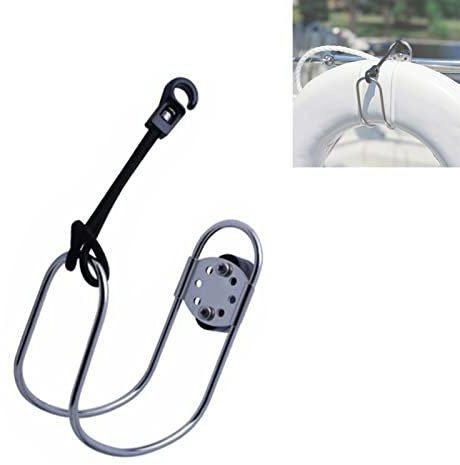 MOVKZACV - Supporto per salvagente in acciaio inossidabile con supporto a forma di ferro di cavallo e supporto per anello di salvataggio montato a P Accessori per barche a remi