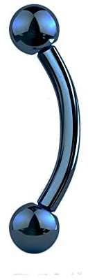 Jewel Barrel Piercing Arcade Anodisé, Sourcil Banane Boucles d'oreilles Barbell Incurvé Courbé Rook, Daith Bijoux de Corps, Taille 16g (1,2 mm) Barre 6 mm/8 mm avec Boules (Bleu, 8)