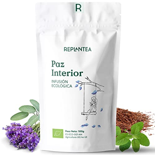 INFUSION RELAJANTE Paz Interior 100% Ecológica 100g (50 Tazas) | ROOIBOS RELAX con Salvia, Melisa, Lavanda y Tulsi REPLANTEA®