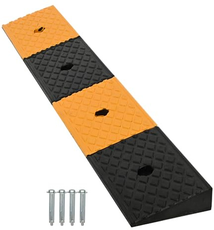 uyoyous Kerb Ramp Kerb Ramp 5 cm High Rubber Loading Ramp Car Ramp Door Threshold Ramps Loading Wedge Rubber Ramp Motorcycle Ramp Wheelchair Ramp 100 x 15 x 5 cm Yellow + Black