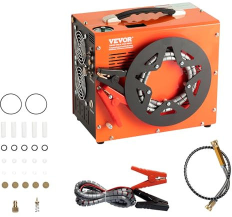 VEVOR PCP Air Compressor, 4500PSI/30Mpa Portable PCP Airgun Compressor with Built-in Power Converter, Auto-Stop | DC12V/AC120V | Oil & Water-Free Air Rifle, Paintball and Scuba Tank Compressor Pump