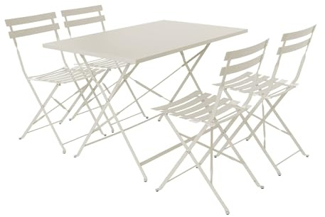 sweeek - Table de Jardin bistrot Pliante métal + 4 assises 110 x 70cm. avec Quatre chaises Pliantes. Acier thermolaqué