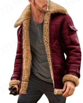 Jacke in Übergröße, Kunstfellkragen, Schaffell, Lederjacken, Revers, Wintermantel, lange Herrenärmel, Vintage-Mantel, dick gepolstert, Herren-Kapuzenpullover, Sweatshirts, Sweatshirt, Herren, coffee,