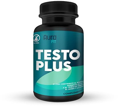 Aura Fit – TestoPlus | Potenciador Testosterona Natural con TribulusTerrestris para Deseo y Capacidad Sexual | Zinc, Maca, Ashwagandha, Ginseng, L-Taurina, Ginseng, Brócoli, Alholva, B6 | 120 cápsulas