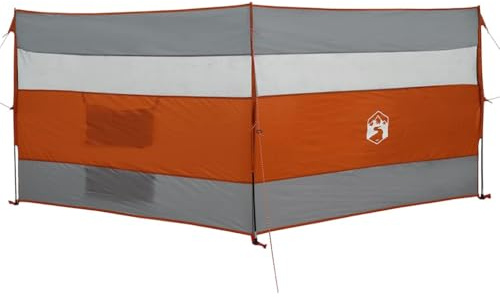 vidaXL Camping-Windschutz Grau und Orange 340x130 cm Wasserdicht, Windschutz für Camping, Wohnwagen Windschutz, Zelt Windschutz