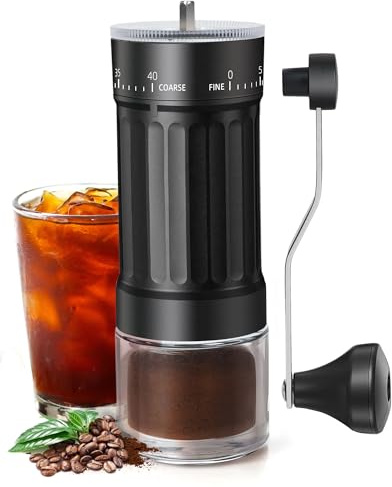 Rsoilch Molinillo de café manual con rebaba de cerámica para espresso, prensa francesa, 40 ajustes ajustables, molinillo de granos de café portátil para uso doméstico y camping, viajes, molinillo de