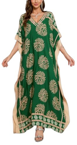 Kaftan Dresses for Women V Neck Batwing Sleeve Plus Size Caftans Swimwear Coverups Maxi Beach Dresses