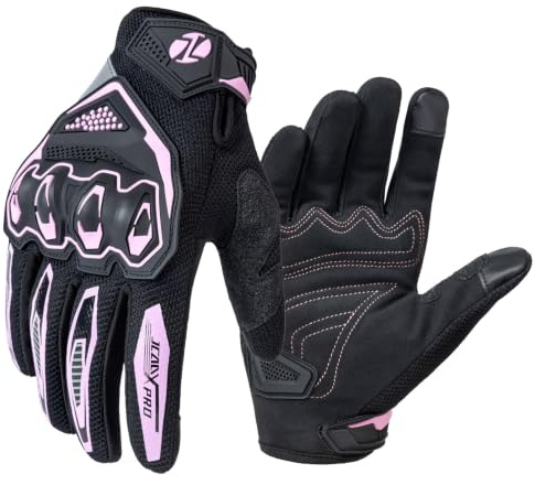 Verano Guantes de Motocicleta para Mujer, Rosa Pantalla Táctil Guantes de Moto Transpirable, Motocicleta de Montaña Fuera de Carretera Bicicleta Deportivos