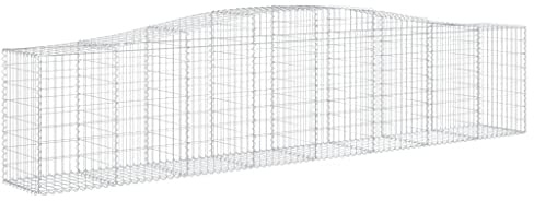 Nqyjm Clôture en Maille de Jardin Paniers à Gabions Arqués 3 pièce 400x50x80/100 cm Fer Galvanisé, Mur à Gabion Cages à Pierres pour Terrasse Extérieur Pelouse Décorative Model 1