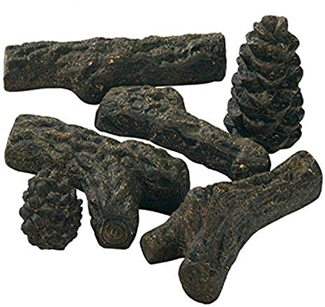 Kaminbau Mierzwa - Juego de 6 piezas de madera de etanol y gel para quemar chimeneas, accesorios de cerámica para decoración de madera