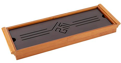 Fdit Traditional Chinese Knot Pattern Tea Tray Bamboo Gongfu Tea Table Serving Tray Chinese Classic Kungfu Tea Serving Plate Green Tea Oolong Tea Tray Teapot Trivets Cup Platte