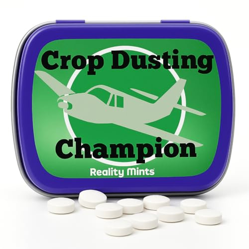 Crop Dusting Champion Mints - Funny Gift for Dad or Friends, Peppermint Gag Mints, Weird Stocking Stuffer for Teens, White Elephant or Secret Santa Idea