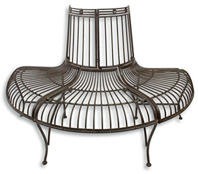 Decoratie Bank Gartenbank Parkbank halbrund braun Eisen Vintage Look 133,8 cm