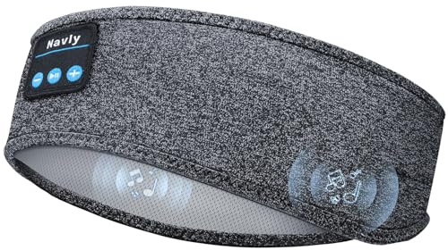 Navly Casque de Sommeil sans FilNavly Bluetooth Bandeau Ecouteurs avec Ultra-Fins HD Stéréo Haut-parleurs,Parfait pour Sport,Dormeurs Latéraux,Voyage en Avion,Méditation et Relaxation Gris