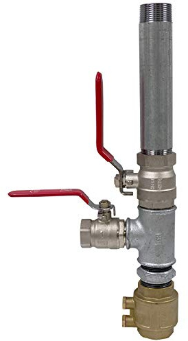 Doppelter Pumpenstock 1 1/4 (5/4) mit 2 Kugelhähnen & Rückschlagventil – Anschluss für Handpumpe & Elektropumpe – Brunnen Zubehör für Rammbrunnen & Gartenpumpe