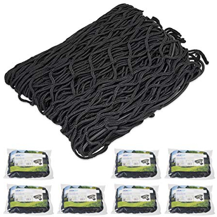 Relaxdays 8 x Anhängernetz, Gepäcknetz zur Ladungssicherung, reißfest, flexibel, dehnbar bis 3x2 Meter, Abdecknetz, schwarz