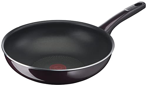 Tefal D52219 Resist Intense Wokpfanne 28 cm | Antihaftversiegelung | Flame Protect | widerstandsfähig | Thermo-Signal | ideale Form | einfache Reinigung | sicher | Bordeauxrot