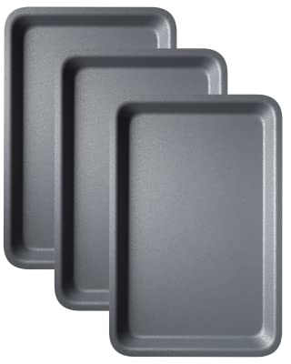 Economy 3-Pack Deep Oven Tray Baking Tray Set - 31cm Non Stick Roasting Tins for Ovens - Baking Tray for Oven Non Stick - Dishwasher Safe Cooking Trays & Bakeware by KITCHENEUR®