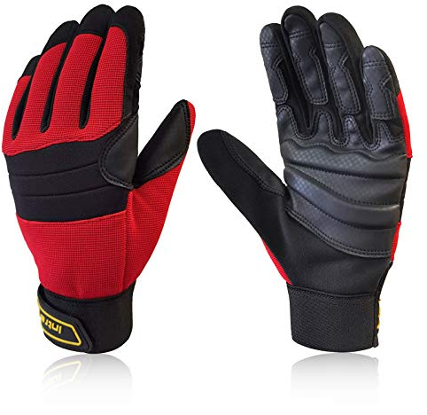 Intra-FIT Kletterhandschuhe Kunstleder Arbeitshandschuhe Abriebschutz Kletter-Sporthandschuhe Seilhandschuhe für Abseilen, Bergsteigen, Abenteuer, Outdoor-Sport,Rettung (M)