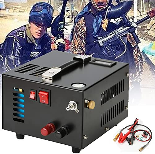 Compresseur d'air PCP arrêt manuel 4500Psi/30Mpa pistolet à air comprimé et pompe de réservoir de Paintball, pistolet à air comprimé haute pression transformateur 8MM connecteur rapide,Black-110v-12v