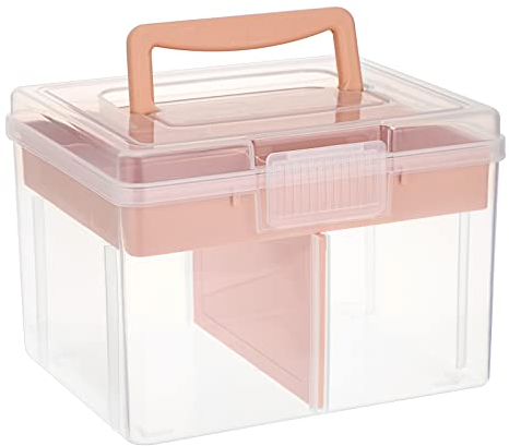 IGNPION Clear Craft Stapelbare Aufbewahrungsbox mit Ablageschale, Kunststoff, 6 Fächer, Mehrzweck-Aufbewahrungsbehälter zum Aufbewahren und Organisieren von Spielzeug, Kunsthandwerk, Schreibwaren,