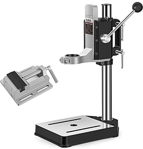 LMEIL Precision Column Drill Stand, Drill Press Stand for Hand Drill, Benchtop Drill Press With Vise With Cast Iron Base for Hobbyists, for DIY and Professional Repairs