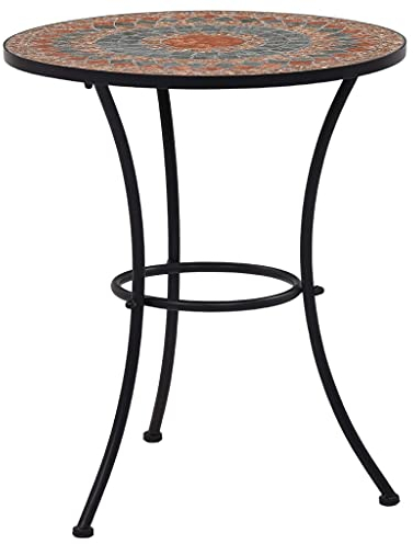 Chusui Mosaik-Bistrotisch, Stehtisch, Balkontisch, Partytisch, Biertisch, Beistelltisch, Bierkasten Tisch, Orange/Grau 60 cm Keramik