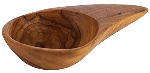 APS 1025 - Juego de 2 cuencos de madera de olivo (12,50 cm x 8 cm x 2,50 cm) (cada pieza es única. El color y las vetas pueden variar)