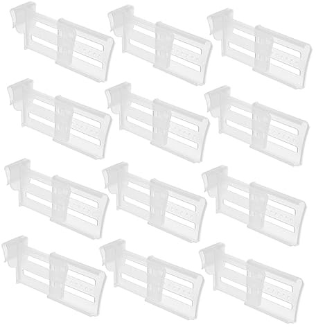 Cabilock 12pcs Fridge Side Door Dividers Adjustable Plastic Refrigerator Partition Plates Expandable Fridge Shelf Organizers with Clip-on Separators for Kitchen Storage