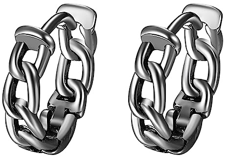Flongo Unisex Creolen Kreuz Kette Hohl Twist Ohrringe für Männer Frauen Punk Hip-Hop Vintage Gothic Huggie Ohrringe Edelstahl Ohrstecker