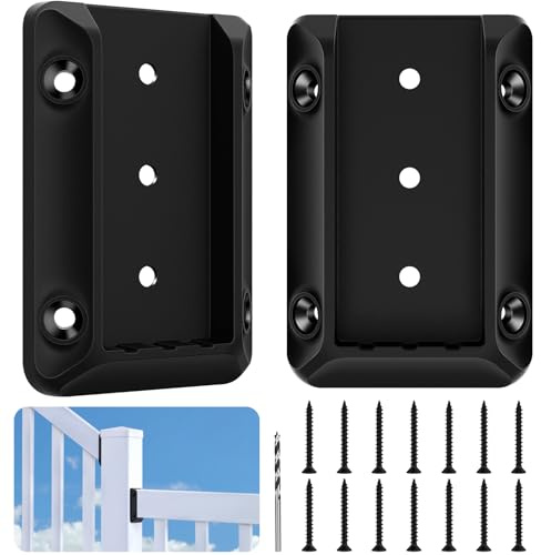 Steel DN Mate 6 PCS Deck Railing Bracket Connectors for 2x4 (Actual 1.5”x3.5”) Wood Post to Handrail Connection, Stair Railing Connectors with Coated Wood Screws,Drill Bit, Fence Railing Brackets