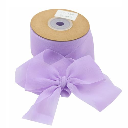 WDZGX Ribbons Schleifenbänder Geschenkband Ribbon Geschenk Band Lila Breit | 3.8cm Schleifenband Seidenbänder Seidenband Chiffon Hochzeit Tüllband Chiffonband Stoff Dünn Satinband Breites Tüll Hochzeits