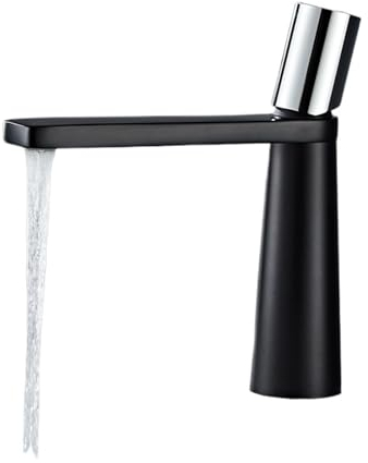 Personalisierter Badezimmer-WC-Handwaschbecken aus reinem Kupfer mit heißem und kaltem Kupferhahn (Size : Black short, Color : No pipe)