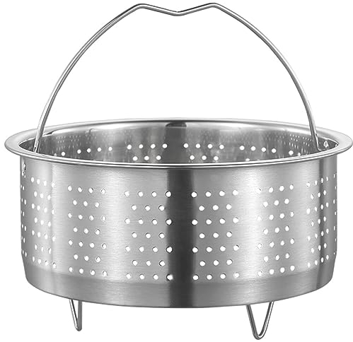 Joebo Cesta de acero inoxidable para vaporera de metal con asa para verduras y frutas, colador de arroz, cesta de vapor para albóndigas Dim Sum 22 cm (color: plata, tamaño: 21.