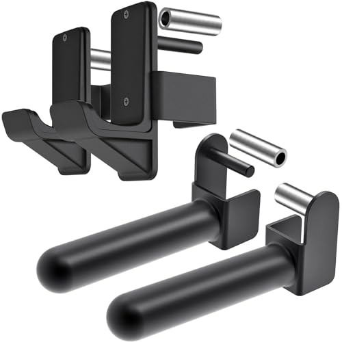 Kipika Set di ganci a J e supporto per piastre per Power Rack da 5,1 x 5,1 cm con foro da 1,5 cm o 2,5 cm, accessori per squat rack per allenamento della forza e stoccaggio dei pesi, adatto per dischi