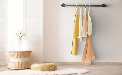 LAIDER HEROS Kleiderständer aus Industrierohr, 120 cm hoch, robust, Wandmontage, Kleiderstange, platzsparend, für Kleidung, Wohnzimmer und Schrank/mattschwarz